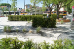 Passend zu den Paillettenschirmen des Busbahnhofs: der Immergrüne Garten
